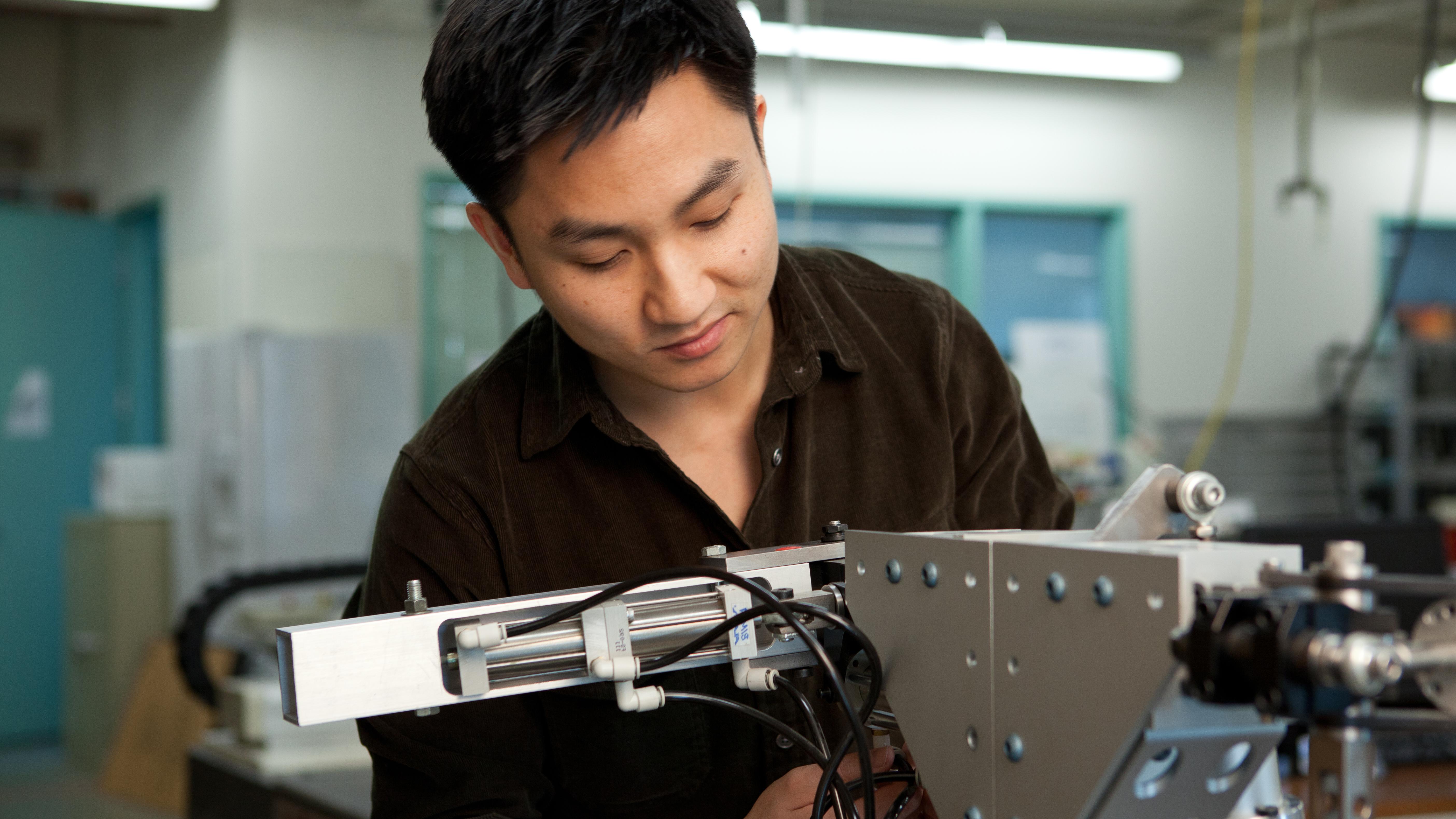 Mechanical Engineering student working on project